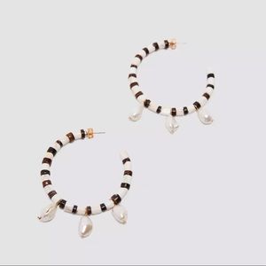 Fashion Earrings white and brown